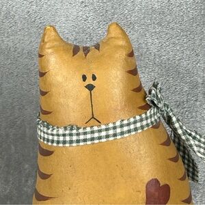 VTG Cat Decor‎ Painted Canvas Stuffed Primitive Cat Shelf Sitter Country Home